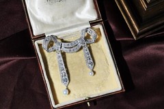 Sterling Silver 925 Gold Plated Pearl Brooch Wedding Vintage ArtDeco Butterfly