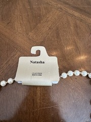Vintage Natasha Off-White Faux Pearl Rhinestone Statement Necklace Signed New!