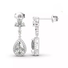 Art Deco Lab Created Diamond Drop/Dangle Antique Earring 14k White Gold Finish