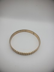 Vintage Sperry Bracelet Bangle Gold Tone Ornate Ribbed Jewelry Costume