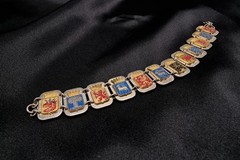 Swedish 1950’s-1970’s Vintage Enamel Heraldic Bracelet With Crowned Shields