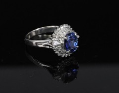 Fine 2.37ct GIA Madagascar Sapphire & 0.54ct Diamond Platinum Ring Size 6.75