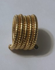 Vintage Unsigned Gold Tone Tubogas Coiled Ring, Flexible Ribbed Size 9.5-10