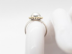 $450 NEPAL T SIELIE Cultured 9mm Pearl 14k Yellow Gold Sterling Silver Ring