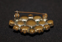 Small Vintage Bronze Soviet Brooch with stones pin Made in ussr 35*25 mm