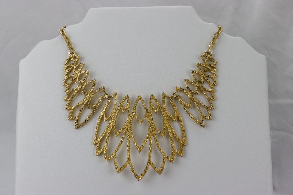 Celebrity Bib Necklace, 60s-70s, Gold Tone, Vintage, 126gr