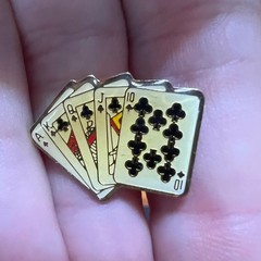 Vintage Royal Flush Suit Clubs Poker Stud Earrings Silver Tone Set