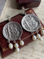 Vintage 800 Silver Mother of Pearl Ethnic Dangle Earrings Handmade 27.2g Gift