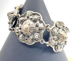 Antique 1900’s Rice Weiner “Estruscana” Panel Bracelet Antique Silver Tone 7″