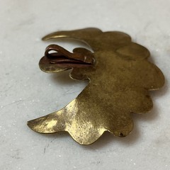 VTG Artisan Modernist Southwestern Style Onyx Mixed Metal Pendant Brass Copper