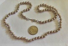 Vintage Pastel Lilac 5mm Pearl Bead Strand Necklace 24”