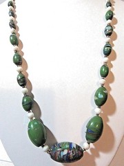 Green and Colors Vintage Art Glass Beaded Necklace
