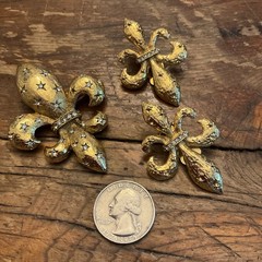 Vintage Signed Gold Tone RJ Graziano “Fleur De Lis” Brooch & Clip On Earrings