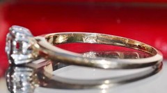 14k yellow gold engagement ring 0.10ct diamond solitaire size 6.5 antique 1.85gr