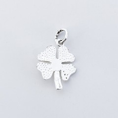 Vintage Sterling Silver 925 Four-Leaf Clover Cubic Zirconia Good Luck Pendant