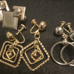 Vintage Mixed Earrings screw back Lot 6 Pcs Gold Silver Tone Metal No Stone