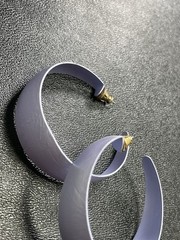 Vintage 1.8” Purple Textured Enameled Metal Hoop Earrings