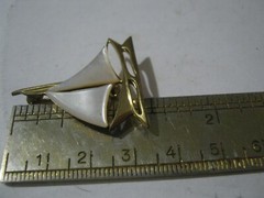 Brass Sailboat 1 1/4″ Brooch w/ “Mother of Pearl” Sails, Compare on Etsy @ $85+