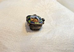 Egyptian Revival Enamel 800 Silver MOSES Basket Locket 0r Charm w Baby MOSES