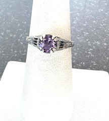 Vintage Sterling Silver 925 Ring Lavender Stone Size 6.75