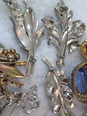 Antique Brooch Lot Crown Trifari Jewled Symphony,Czech, Alfred Philippe?? Etc