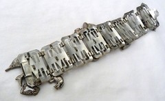 VINTAGE 1930’s MAN ON THE MOON EGYPTIAN REVIVAL ELEPHANT BUDDHA CHARMS BRACELET