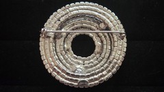Vintage Kramer Layered Clear And Red Rhinestone Round Brooch