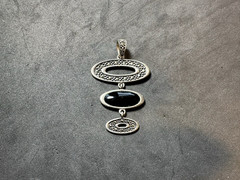 5.50g Sterling Silver Vintage 925 Black Marcasite Art Deco Link Pendant