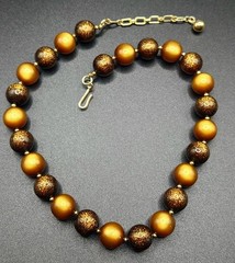Vintage Trifari necklace Moonglow & Brown Confetti Lucite 1970-80’s Collectible