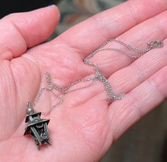 VTG Ornate Sterling Silver Chinese Lantern Pagoda Birdcage Pendant Necklace 925