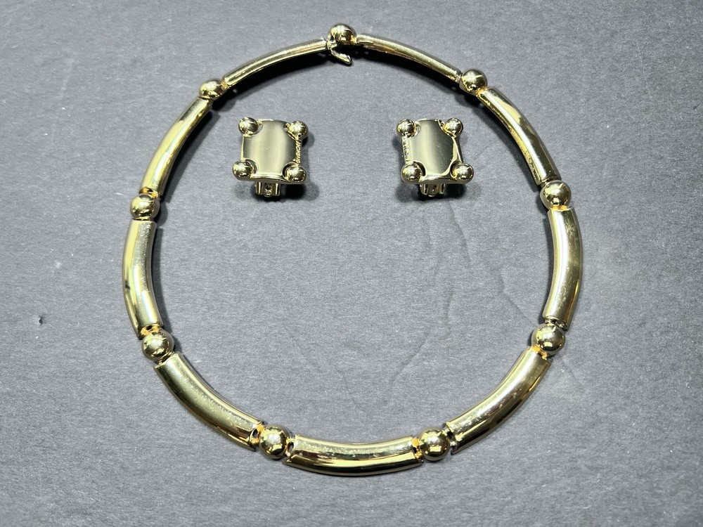 VTG GIVENCHY Paris New York Runway Dot Dash Choker & Earrings Set