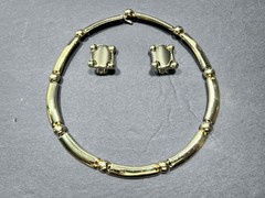 VTG GIVENCHY Paris New York Runway Dot Dash Choker & Earrings Set