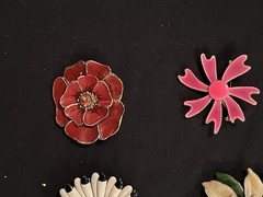 Vintage Enamel Flower Brooch Pin Lot 9pc 1960s 1970s Retro Mod Daisy Floral