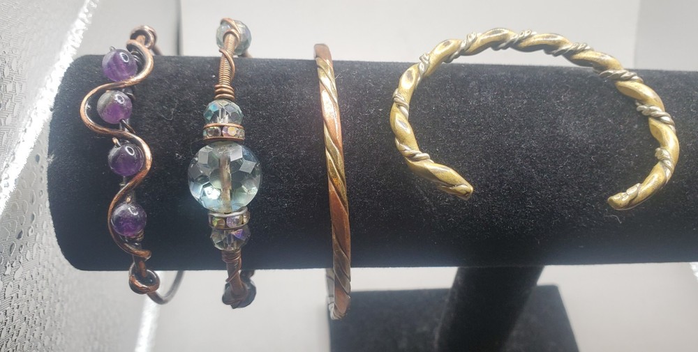 XS/S Copper & Mixed Metal Bracelets Amethyst Gemstone, Beads, Twist Bangl &Cuff