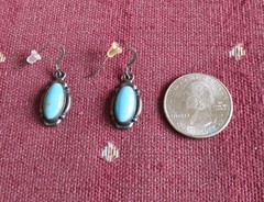 Vintage Italian 925 Sterling Silver Turquoise Dangle Earring Post-1968 Hallmark
