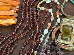 COLLECTOR ESTATE lot Hippie &Modernist Jewelry Boho Amethyst Bib Collar Necklace