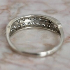 1/2CTW White Round Cut CZ Art Deco Antique Style Wedding Band Ring In 925 Silver