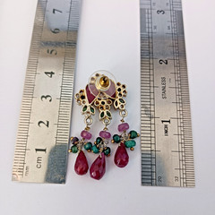 Vintage Boho Luxe Chandelier Earrings Maximalist Floral Ruby Rococo Style Opera