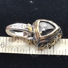 Vintage Renaissance Revival 2-Tone Black Onyx Cubic Zirconia Pendant