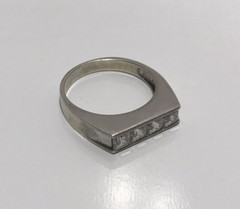 Vintage 925 Sterling Silver CZ Mens Ring Size 10.25 Signed JJJ