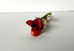 Vintage Rose Flower With Stem Pin Button Size .5 x 3 Inches Nice Quality