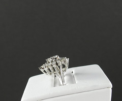 Vintage Ring Solid 14K White Gold Diamonds Engagement Starburst Jewelry Size 5