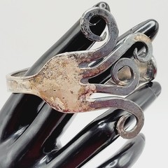 Silverware Silver Plated Fork Cuff Bracelet GES 100 Germany Heavy Tarnish Wear