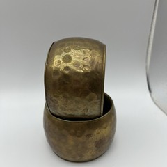 Vintage Hand Hammered Brass Bangle Chunky 2 Inches Wide-set Of 2