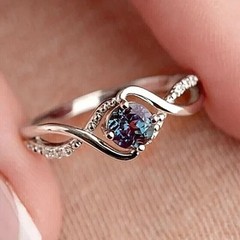 2.25Ct Round Cut Lab Created Alexandrite Anniversary 14K White Gold Finish Ring