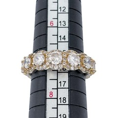 Sterling Silver 925 Gold-Tone Cubic Zirconia Eternity Wedding Band | Size 7