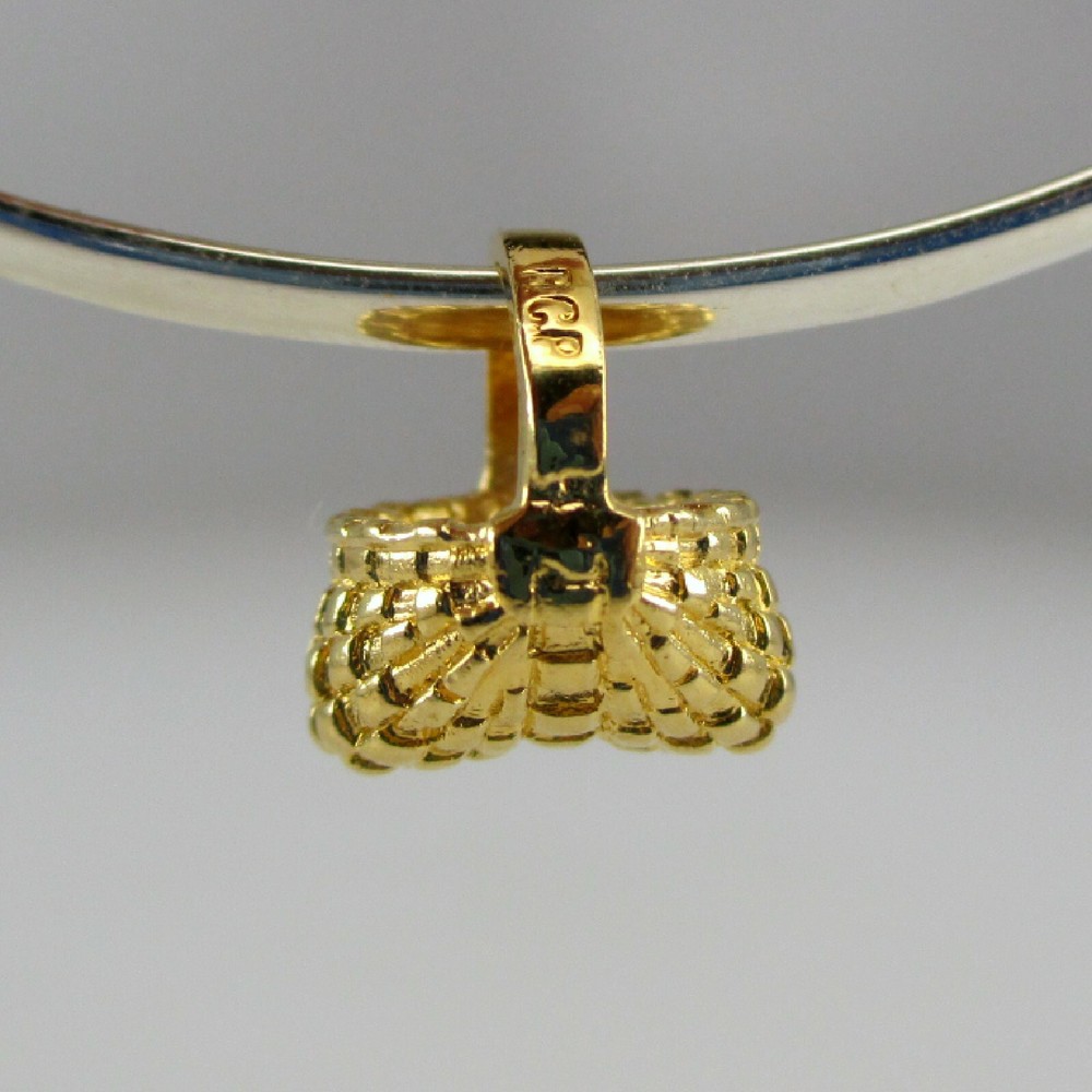 Gold Vermeil EGG BASKET Charm for Bracelet BROWN COUNTY Sterling Silver NEW Old