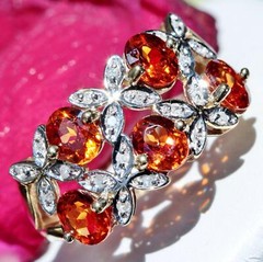 10k yellow gold flower ring 2.50ct Imperial topaz diamond size 7 vintage 3.5gr