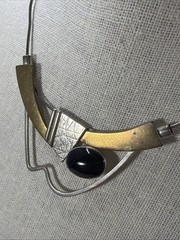 Hall McFall Modern Mixed Metals Necklace 925 Black Onyx 16″ Italian Snake Chain