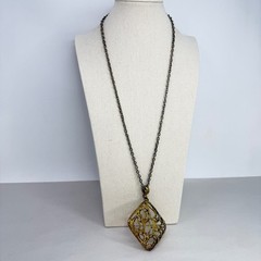 Vintage Brutalist Statement Necklace Large Molten Gold Tone Textured Geometric